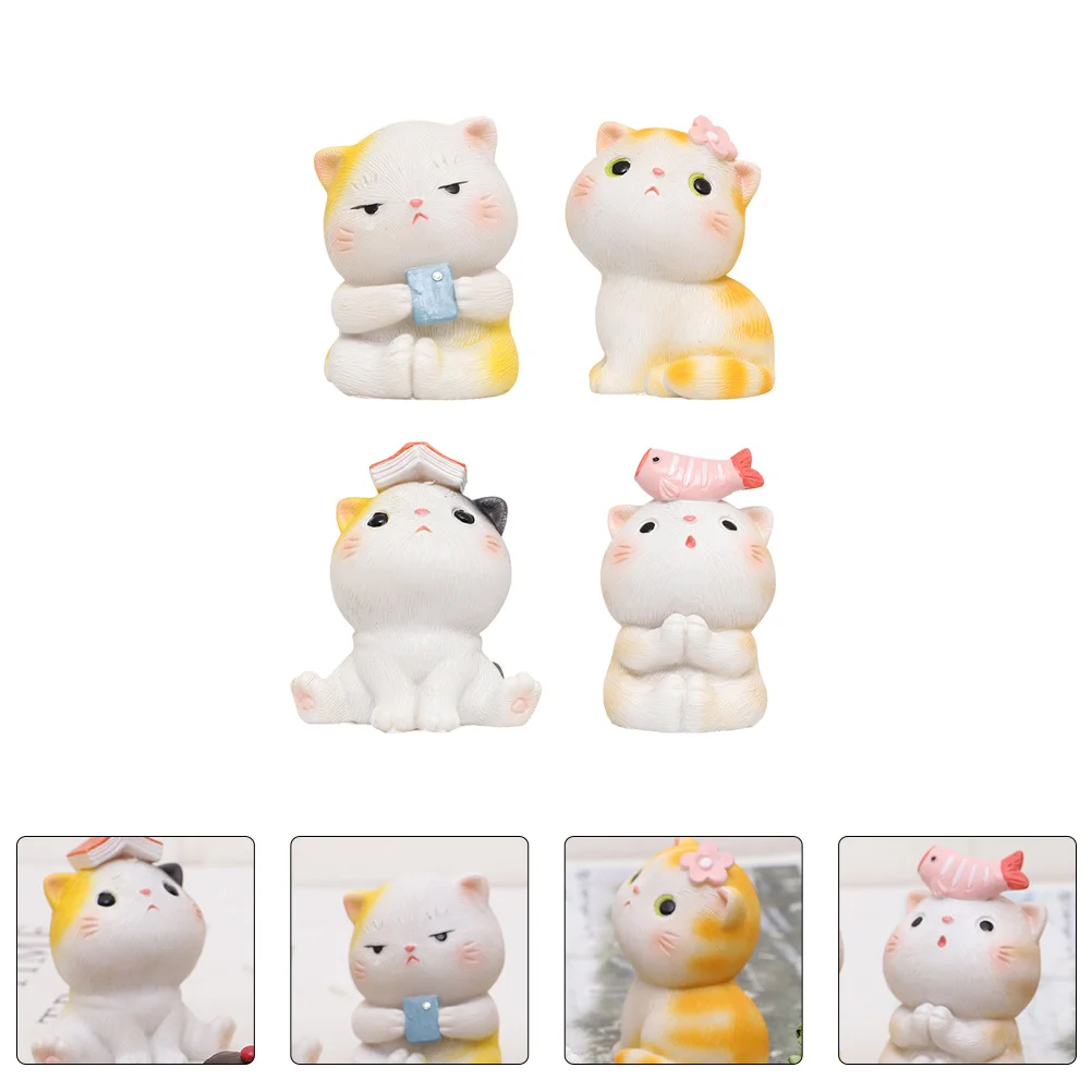 

4pcs Cat Desktop Decoration Cat Landscape Simulation Cat Adornment