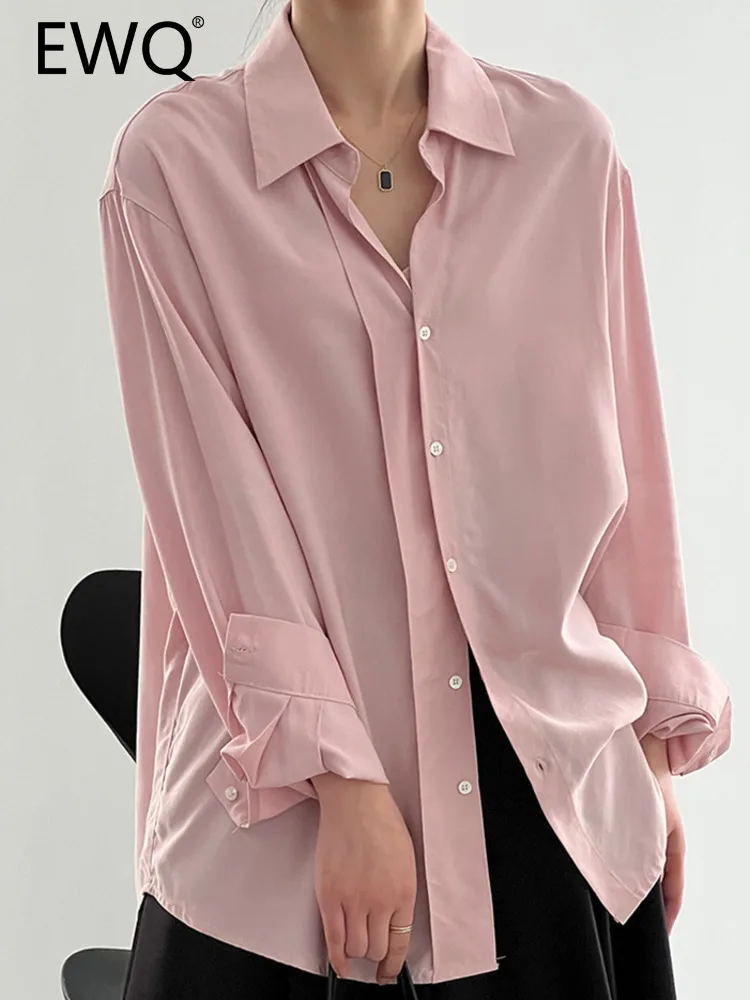 

EWQ Simplicity Loose Shirt For Women Lapel Single Breasted Long Sleeve Blouse Female Tops 2023 Autumn New Clothing 26D4380