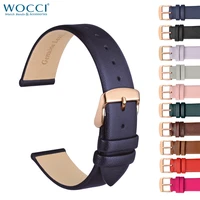 wocci women watchband 8mm 10mm 12mm 14mm 16mm 18mm 20mm 22mm genuine leather band strap for smart watch with rose gold buckle