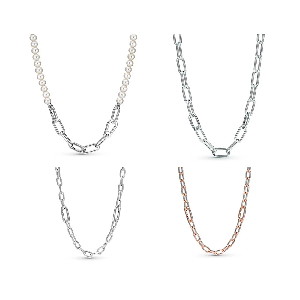 

LR ME Real 925 Silver Cultured Shell Pearl Necklace For Women Girl Gift Adjustable Chain With Pedant 2022 Trend Jewelry Making