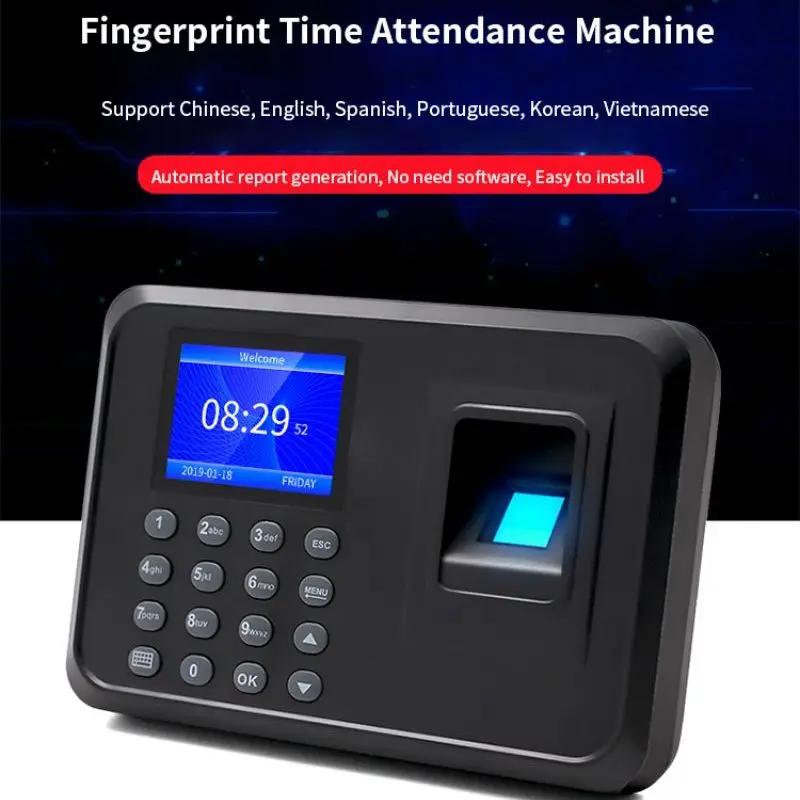 

F01 Fingerprint +Password Time Attendance Machine Punch Card Device Commute Sign In Automatic Report Generation U Disk Download