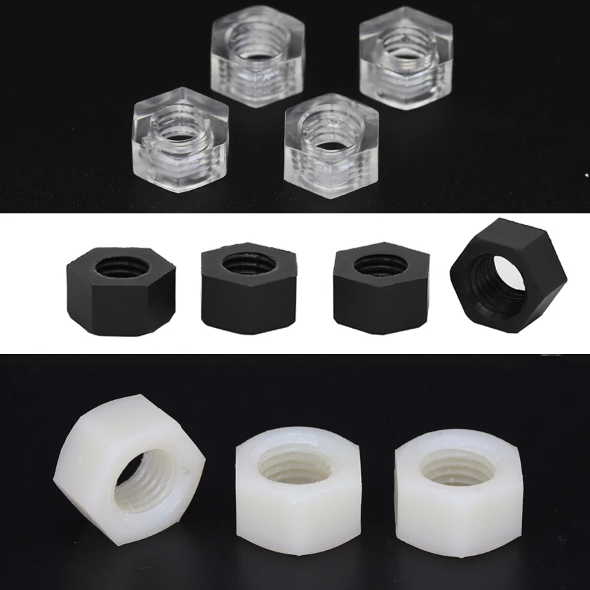 

M8 M10 M12 M14 M16 DIN934 White Acrylic Metric Thread Antistatic Insulation Hex Nuts Hexagon Hexagonal Nylon Plastic Nut