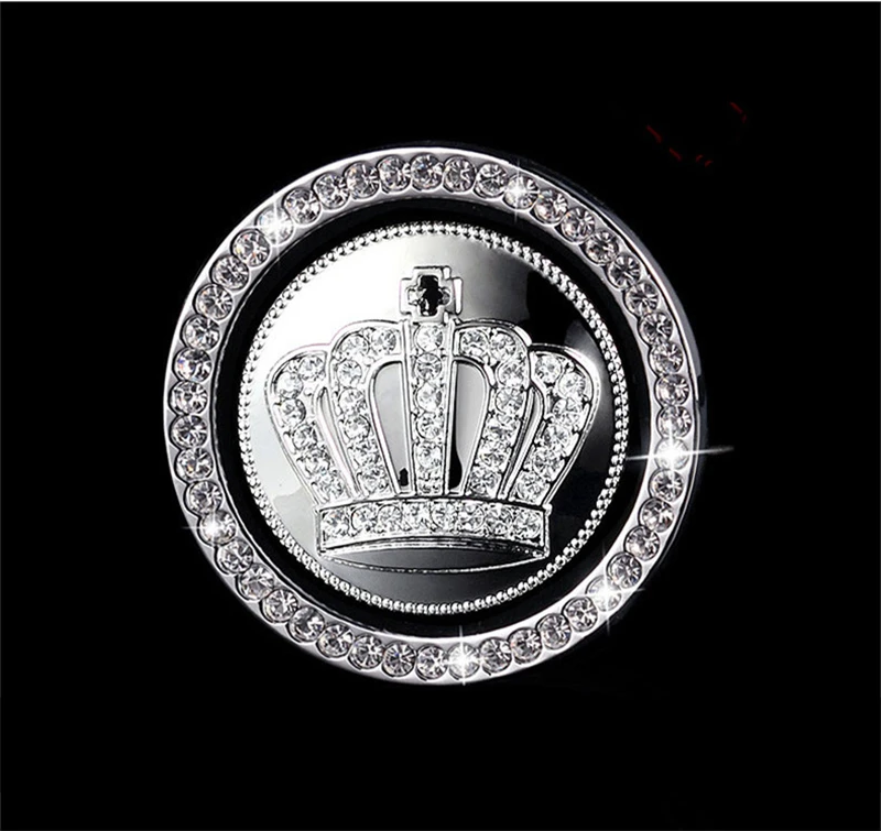 

10pcs Crystal Rhinestone One-Key Engine Ignition Push Button Decorative Car Decor Car Start Engine Stop Ignition Key Ring