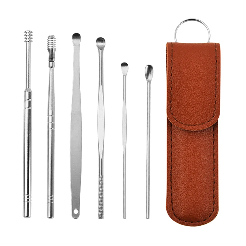 

6PCS/set Ear Cleaner Wax Removal Tool Earpick Sticks Earwax Remover Curette Ear Pick Cleaning Ear Cleanser Spoon