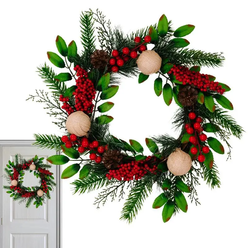 

Christmas Pinecone Wreath Artificial Winter Wreath Decorative Fall Wreath With Pinecones Farmhouse Door Wreaths For wall Window