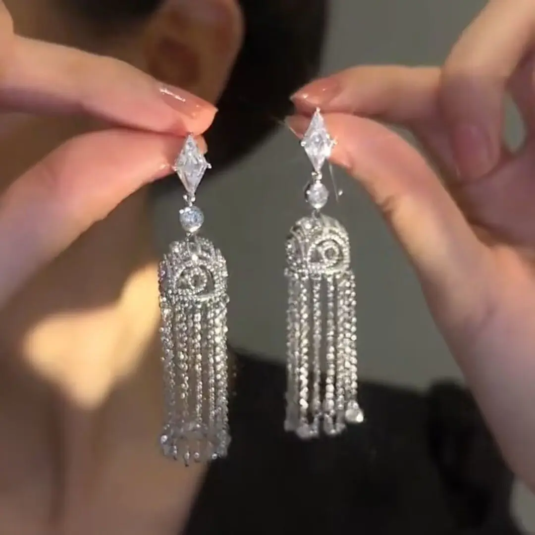 

Lantern Long Fringed Earrings Elegant Metal for Women Fashion Jewelry