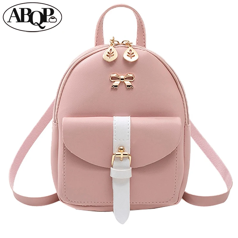 

Mochila Femenina Pu Leather Kawaii Mini Backpack Luxury Cute Graceful School Bags For Bow-knot Leaf Hollow Fashion Korean Style
