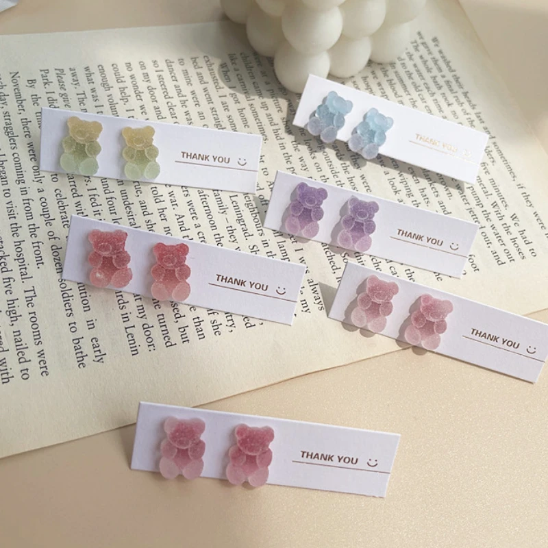 Creative Cute Candy Colorful Animal Gummy Bear Earrings Lovely Cartoon Earrings for Girls Women Children Birthday Gift Jewelry