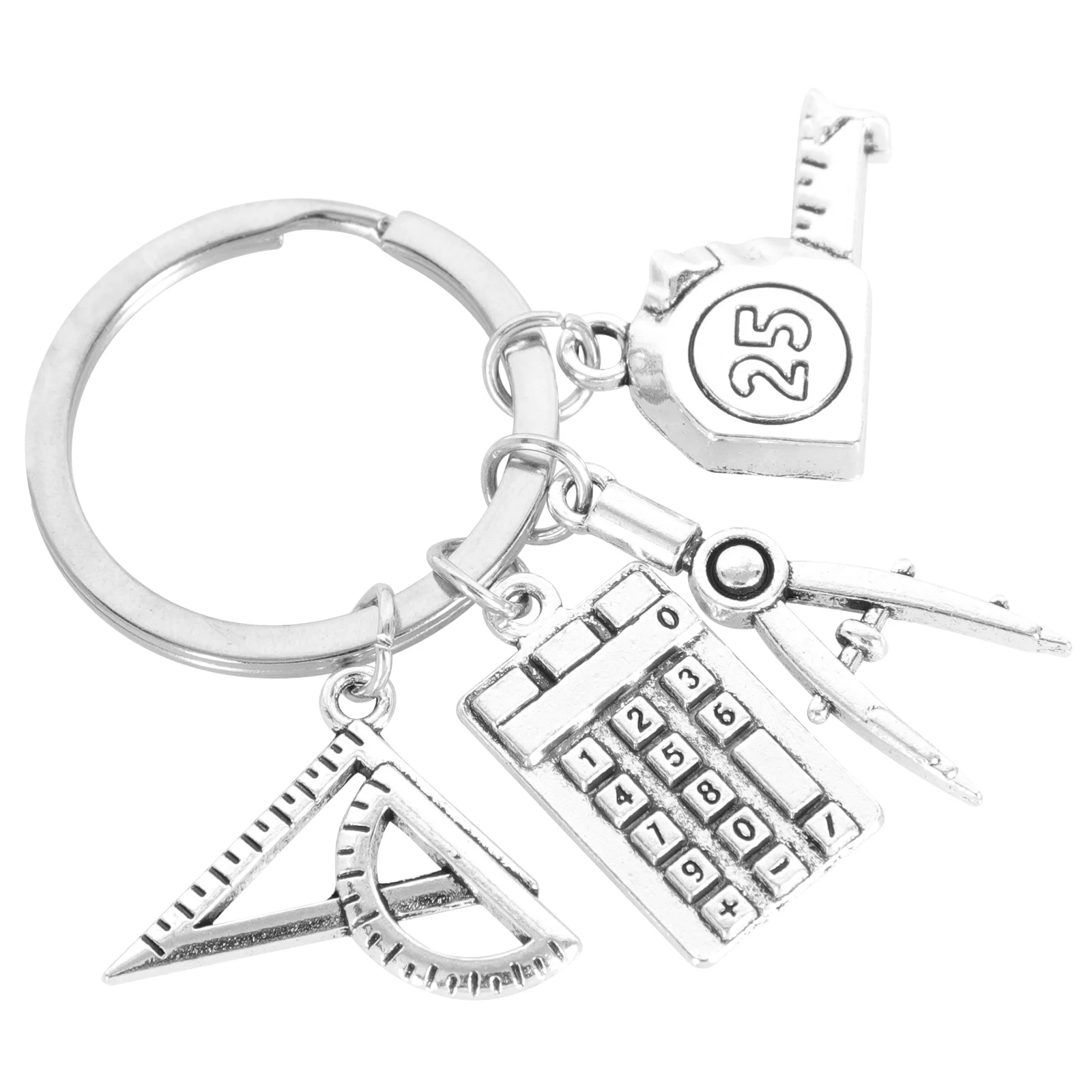 

Trendy Decor Tape Measure Compass Key Hanging Pendant Keychains Gift Fashion Rings Math Tools Bag Student