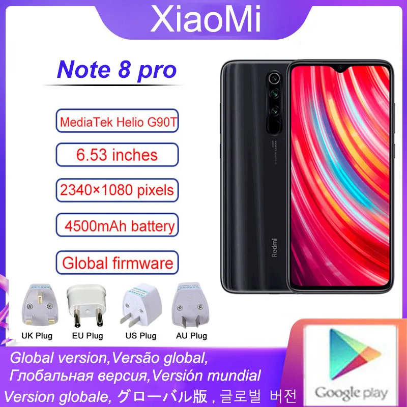 Смартфон Xiaomi Redmi Note 8 Pro 6G 128 ГБ ROM батарея 2340 мА 1080 x пикселей