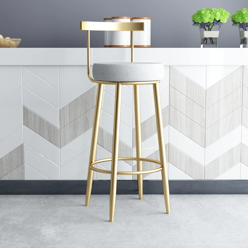 

Modern Minimalist Golden Bar Stool with Backrest Bar Chair High Stools Kitchen Dining Chairs Furniture for Home Restaurant Bar
