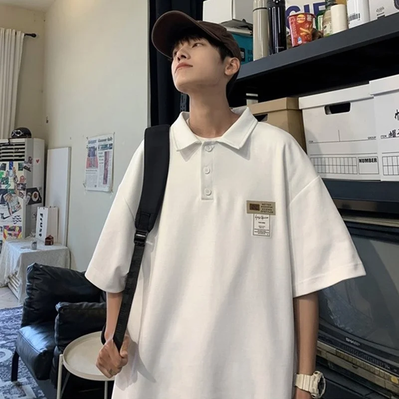 

Мужская летняя рубашка-поло с коротким рукавом, мужская рубашка-поло 2022, летняя повседневная свободная Универсальная футболка с рукавом ср...