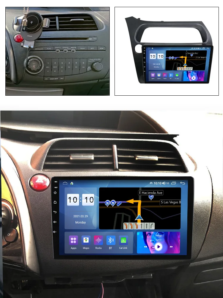 9 дюймов IPS экран Android 11 8 + 128G для Honda Civic Hatchback 2006-2011 Навигация GPS BT автомобильное