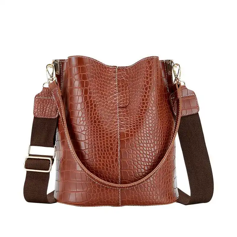 

Сумка-мешок с текстурой под кожу аллигатора, Женская вместительная сумка через плечо, элегантная сумка для покупок, кошелек