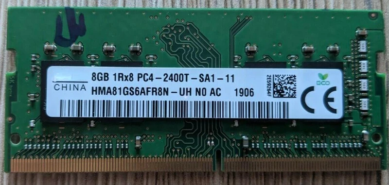

Панель памяти для ноутбука RAM 8G 1RX8 PC4-2400T-SA1 HMA81GS6AFR8N-UH
