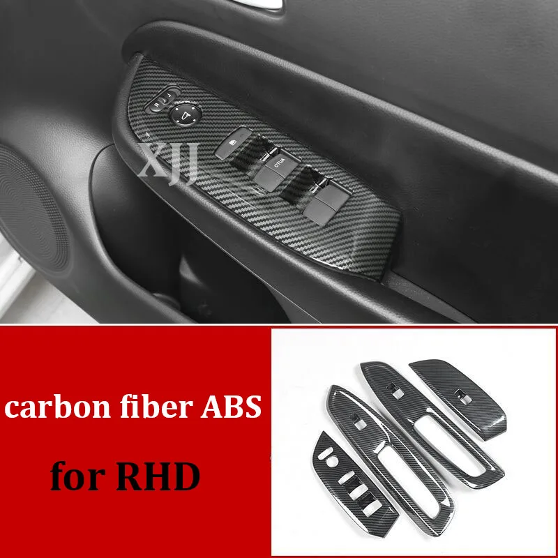 

Для Honda Jazz GR Fit 2021 2022 2023 2024 Внутренняя дверь окно стекло панель подъема кнопка переключения крышка из углеродного волокна Подлокотник коврик