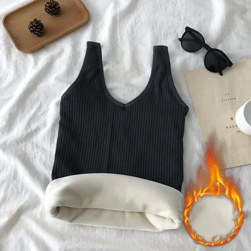 

Зимняя майка, бархатная ткань, топ на бретельках, термоцвет, тонкая утепленная кофта, нижнее белье, теплое нижнее белье, однотонное уютное женское белье