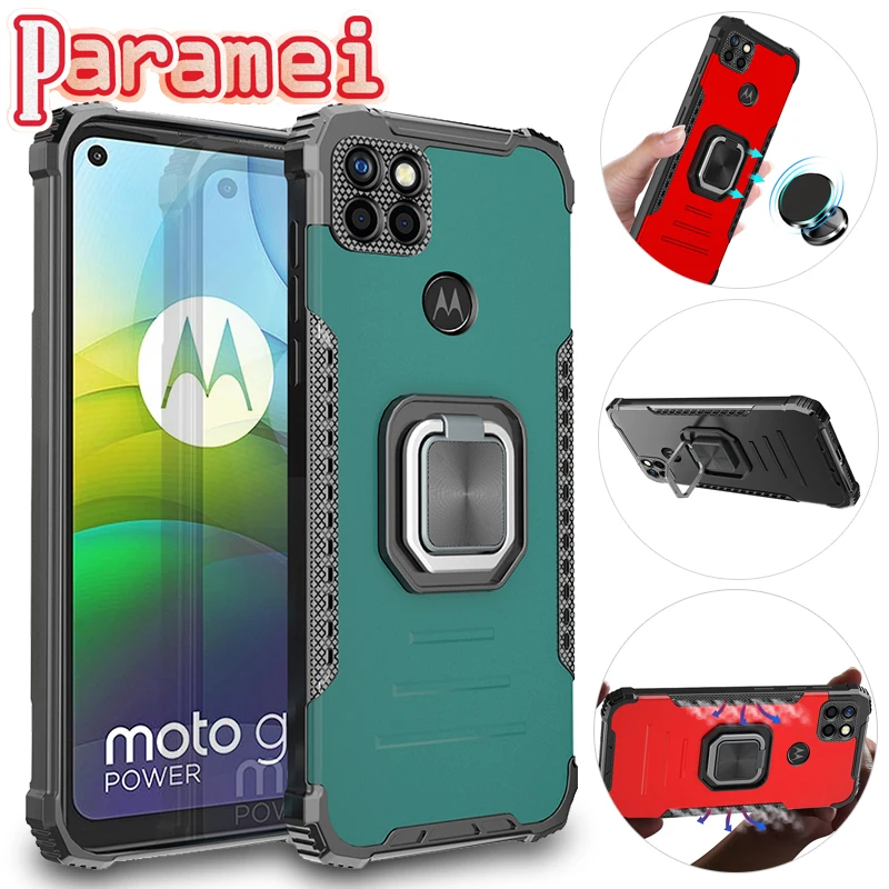 

Shockproof Phone Case For MOTOROLA G9 G10 G60 G100 Play G Power G Stylus Magnetic Ring Holder Cover For MOTO E7 Plus One 5G ACE