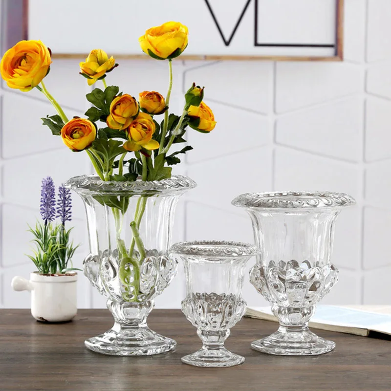

European Style Tall Vases Glass Transparent Creativity Hotel Ornaments Crafts Crystal Candlestick Wedding Decorations Flower Vas