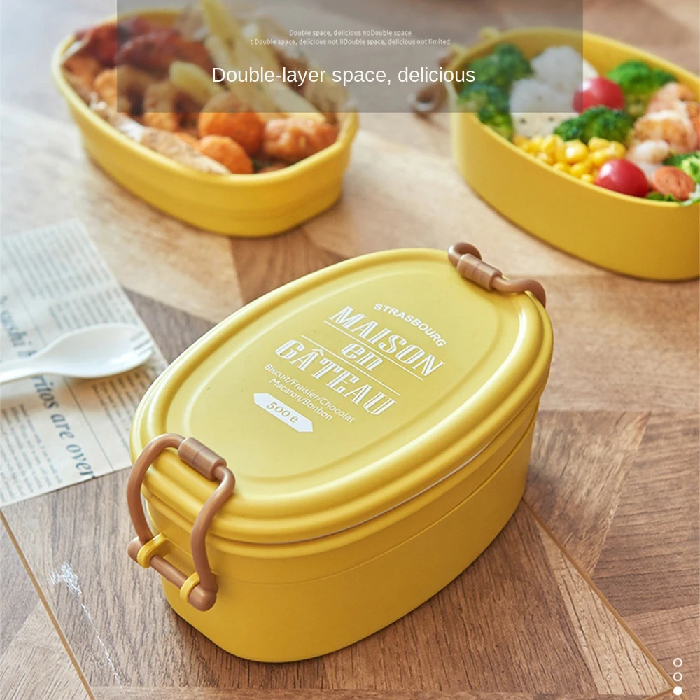 

New Japanese-style Double-layer Lunch Box For Reducing Fat And Lunch Box For Office Workers Can Be Heated In Microwave Oven