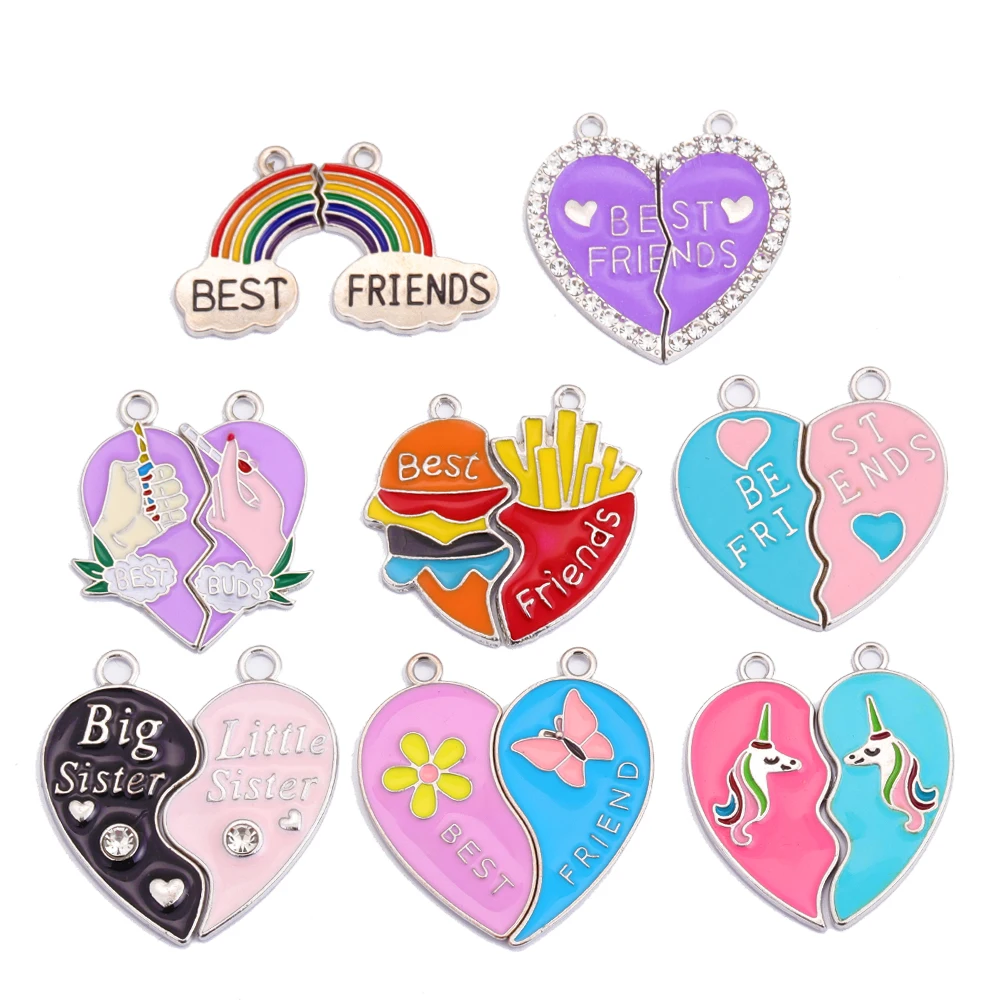 2-пара эмалированное ожерелье с подвеской в форме лучшего друга навсегда