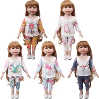 one piece kawaii print pattern clothes set animated figures for 18 inch american doll and 43cm newborn free shipping