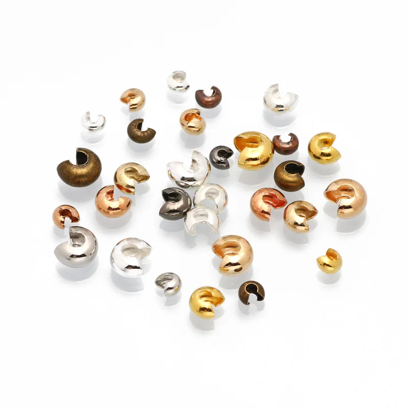 Оптовая продажа медные Круглые Обжимные концевые бусины 100 шт./лот 3-5 мм