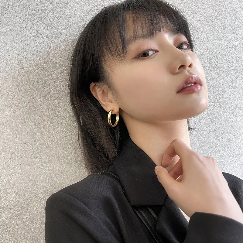 

Nightclub Bar For Women Stainless Steel Earrings Plated Silver Gold Elegant Accessories Jewelry Girl's Gifts 1pc