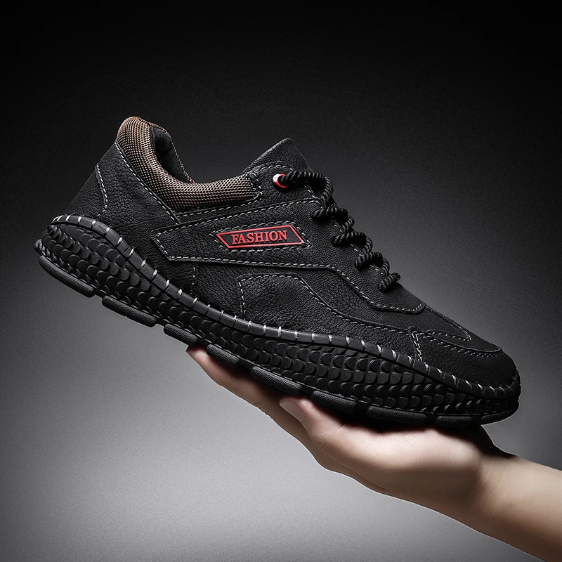 

Men Shoes Fashion Genuine Leather oxfords Breathable Lace Up Comfortable Casual Sneakers Shoes men Zapatos Hombre big size 48