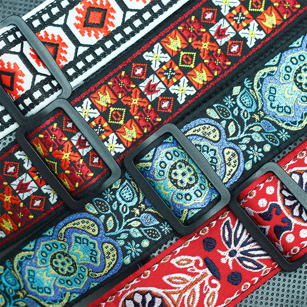 

Guitar Strap Bass Embroidery Pattern High Quality Folk-Custom Guitar Electric Guitar Accessories Embroidery Guitar Strap