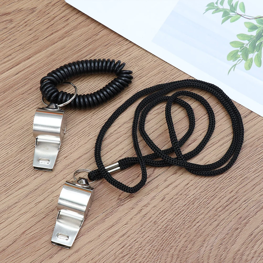 

Металлический футбольный свисток со стальными ремешками для экстренного футбола профессиональные нержавеющие свистки громкий взрыв высо...