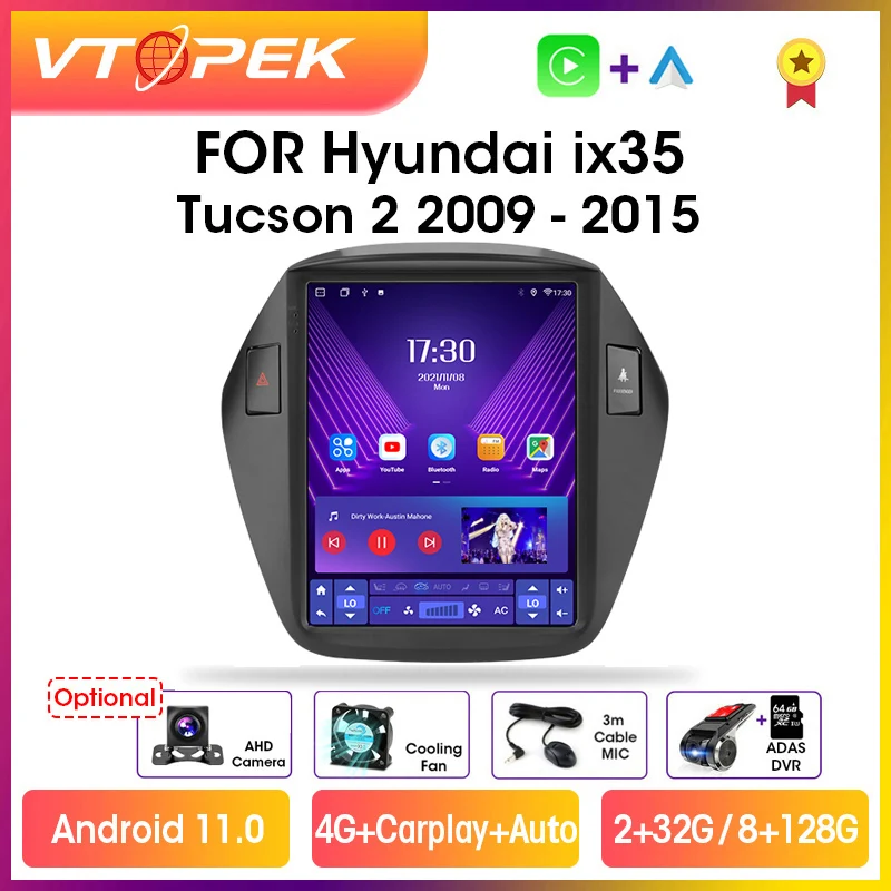 Автомагнитола Vtopek 2DIN 9 7 дюйма Android 11 с GPS-Навигатором для Hyundai Tucson 2 LM IX35 2009-2015 -