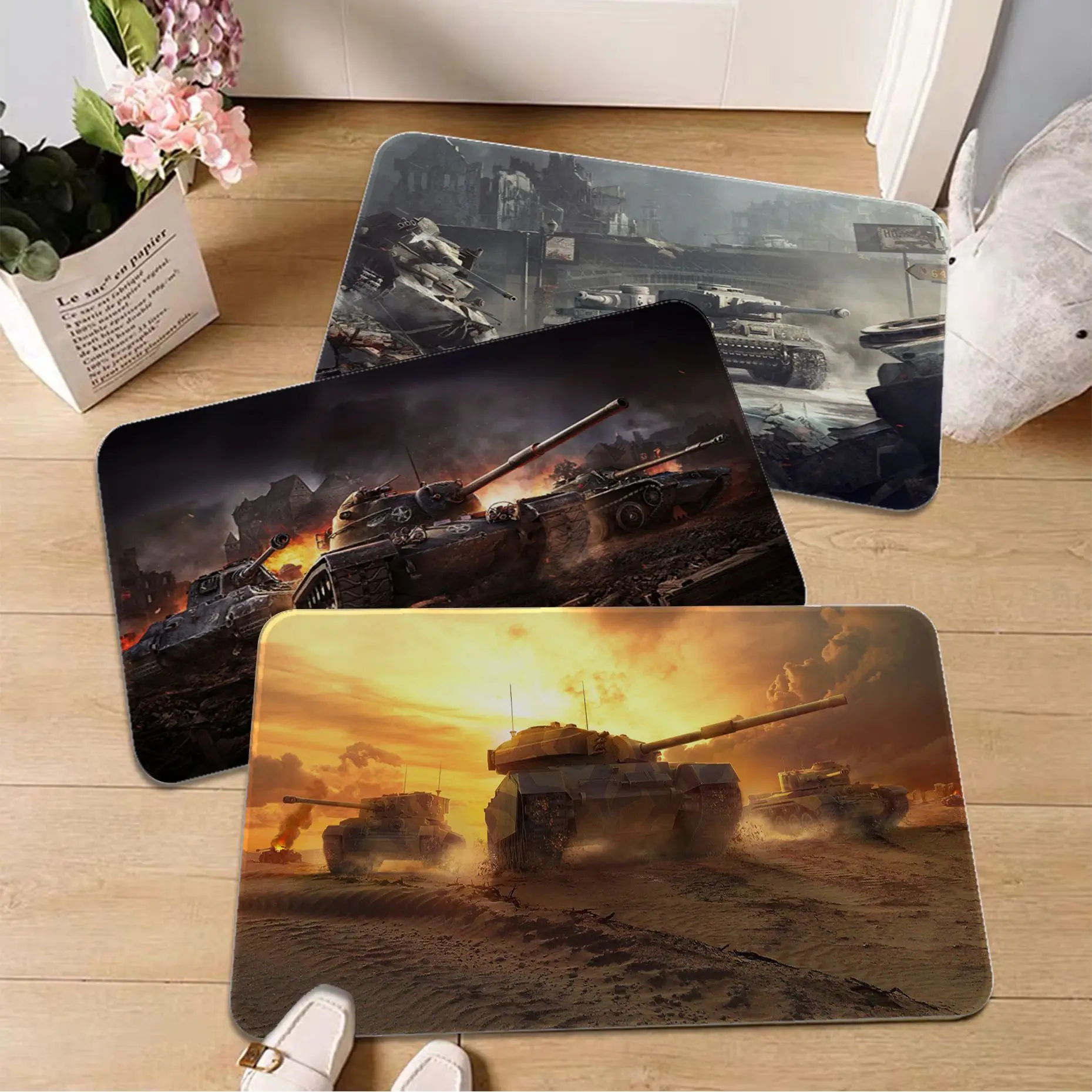 

World Of Tank Entrance Door Mat INS Style Soft Bedroom Floor House Laundry Room Mat Anti-skid Modern Home Decor