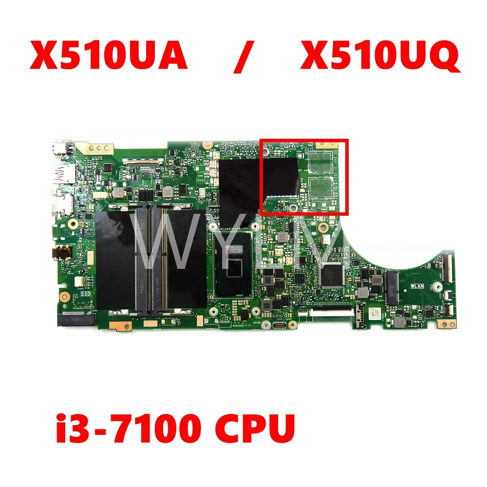 

X510UA i3-7100CPU Mainboard REV2.2 For ASUS X510U X510UQ X510UR X510UN X510UNR X510UQR Laptop Motherboard 90NB0FM0-R00031