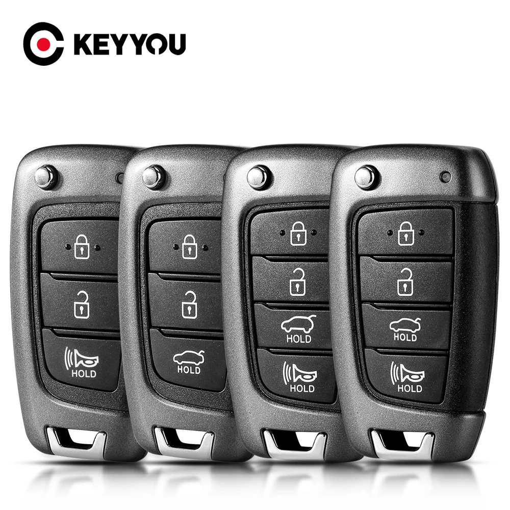 

KEYYOU For Hyundai Solaris 2 i30 i35 i40 Tucson Kona 2015 2016 2017 2018 Smart Remote Car Key Shell 3/4 Button Flip Case