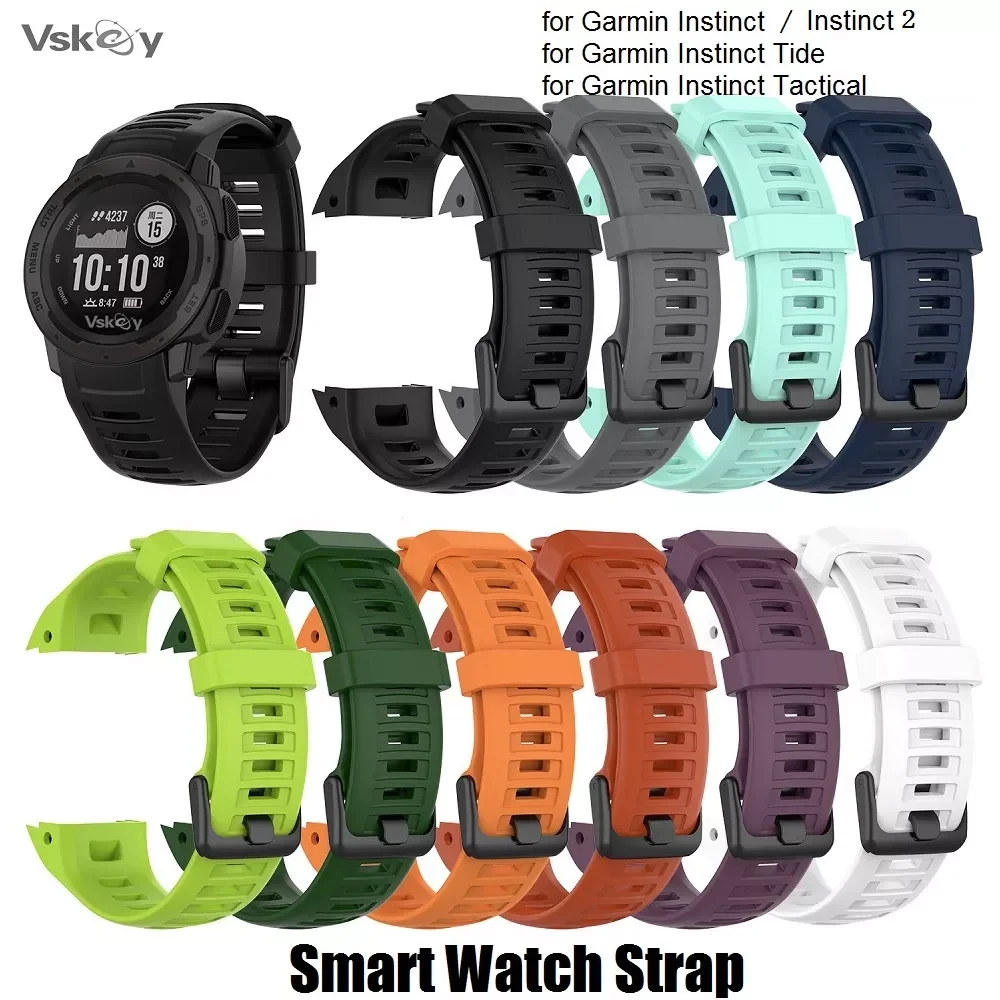 

NEW2023 10PCS Smart Watch Strap for Garmin Instinct 2 Instinct Tactical Silicone Wrist Band Steel Buckle Replacement Accessories
