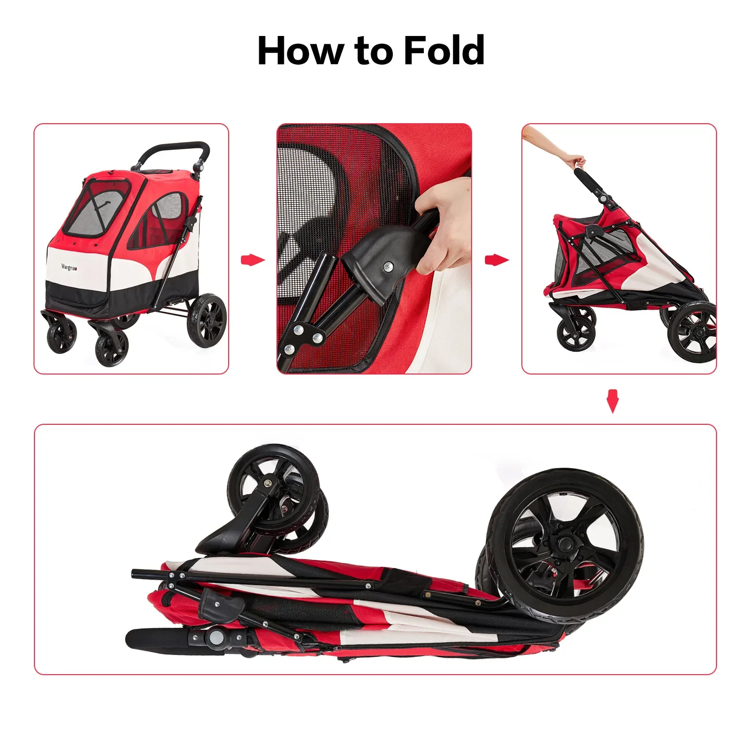 Четырехколесная тележка для домашних животных кошек собак хранения складная