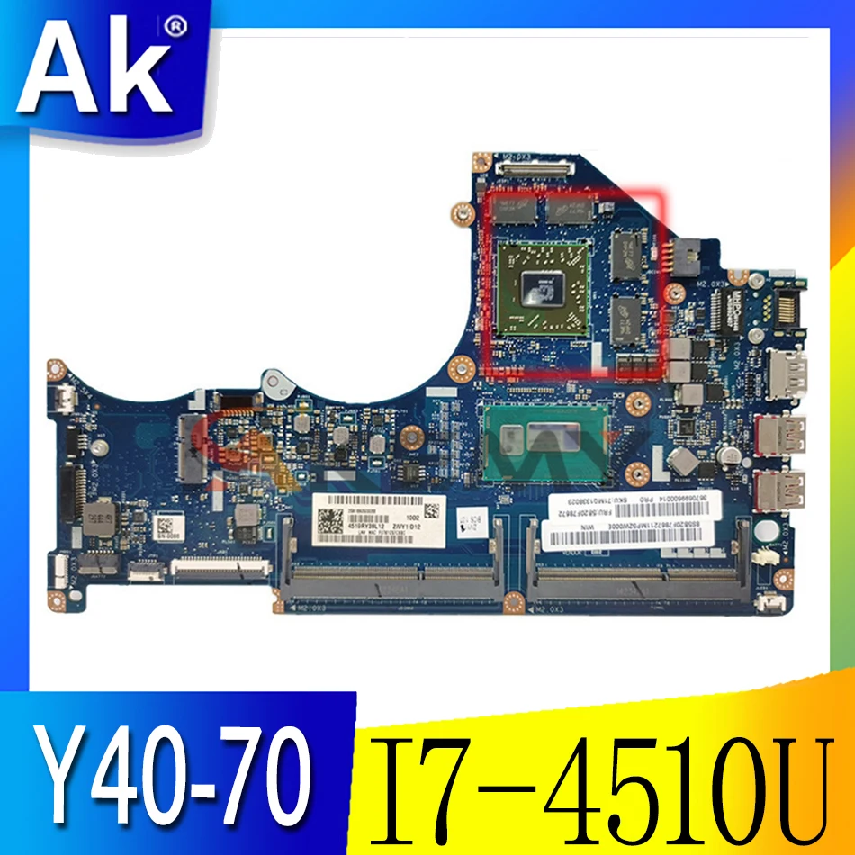 

Материнская плата Akemy 5B20F78630 ZIVY1 LA-B131P для ноутбука lenovo Y40-70 14 "SR1EB I7-4510U Radeon R9 M275 2G GDDR5, основная плата