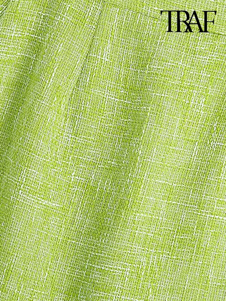 Юбка траф Женская твидовая средней длины модная Винтажная с завышенной талией