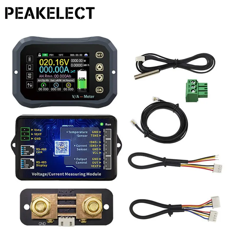 Peakelect KG110F Battery Tester 120V 100A Coulomb Meter Indicator Capacity Tester LCD Power Display Phones Control KL110F