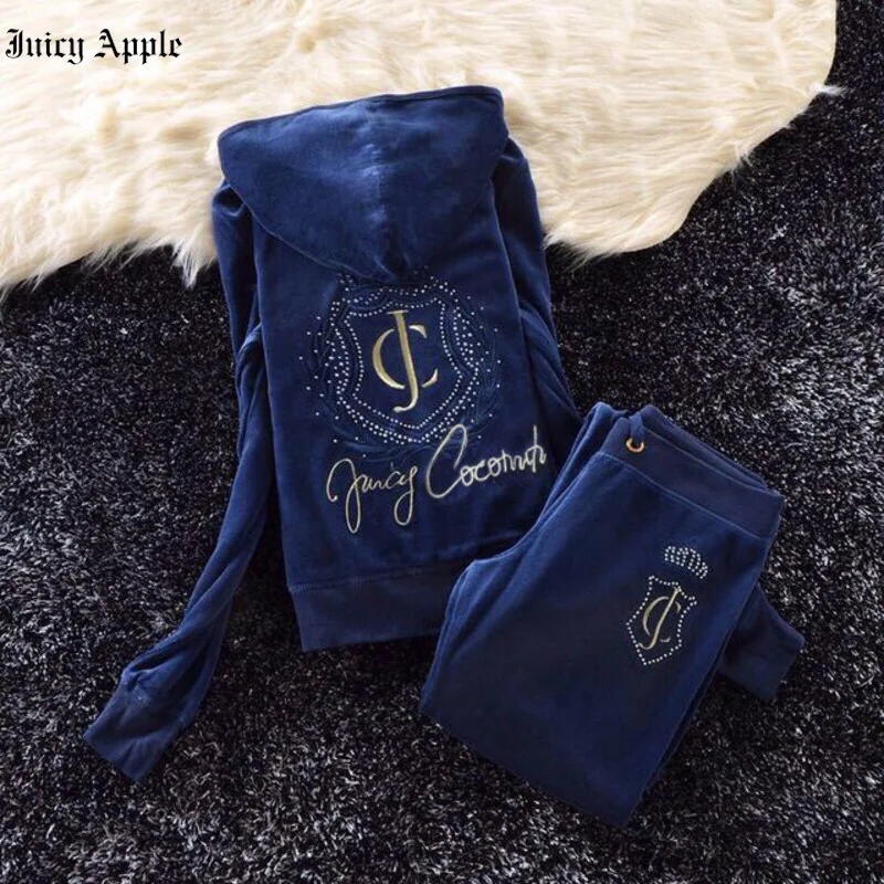 Juicy Apple Tracksuit Women Fashion Two Piece Sets Womens Outifits Autumn Winter Female Sets Embroidery Casual Sport Suit Woman