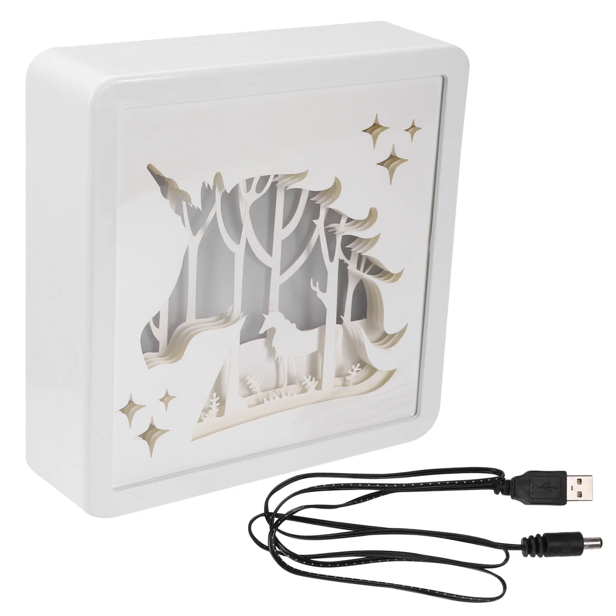 Единорог Свет Ретро 3D Коробка для вырезания из бумаги Внутренние декоративные