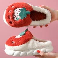cute strawberry women home slippers lovely fruit thick sole shoes for female indoor slipper with fur woman casual slippers house