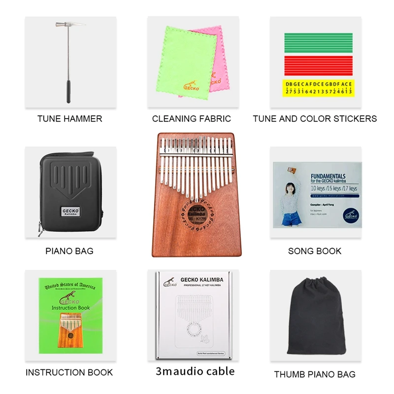 GECKO 17 клавиш K17R Kalimba фанера большой палец пианино перкуссионные Музыкальные