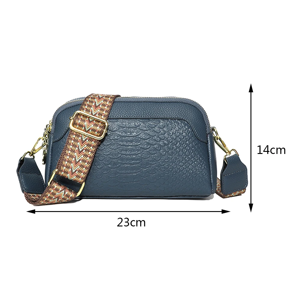 First Layer Cowhide Female Tote Bag Alligator Pattern Fashion Women Elegant Purse Woven Wide Strap Portable for Weekend Vacation images - 6