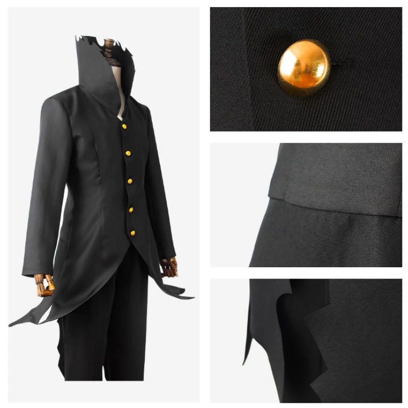 Аниме DANDADAN Кен Такакура Косплей Костюм для взрослых Унисекс Черное пальто Брюки