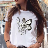 women t shirts butterfly love flower beach cartoon graphic short sleeve t shirt female ashion woman blouses 2022 y2k clothes top