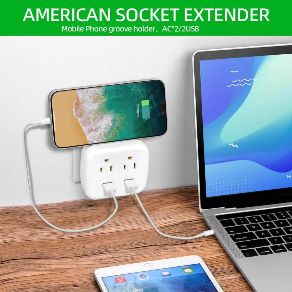 

Multi Compatible American Standard Socket 4-in-1 And One Turn 2-hole 4-in One Socket Usb Interface Mobile Phone Groove Holder