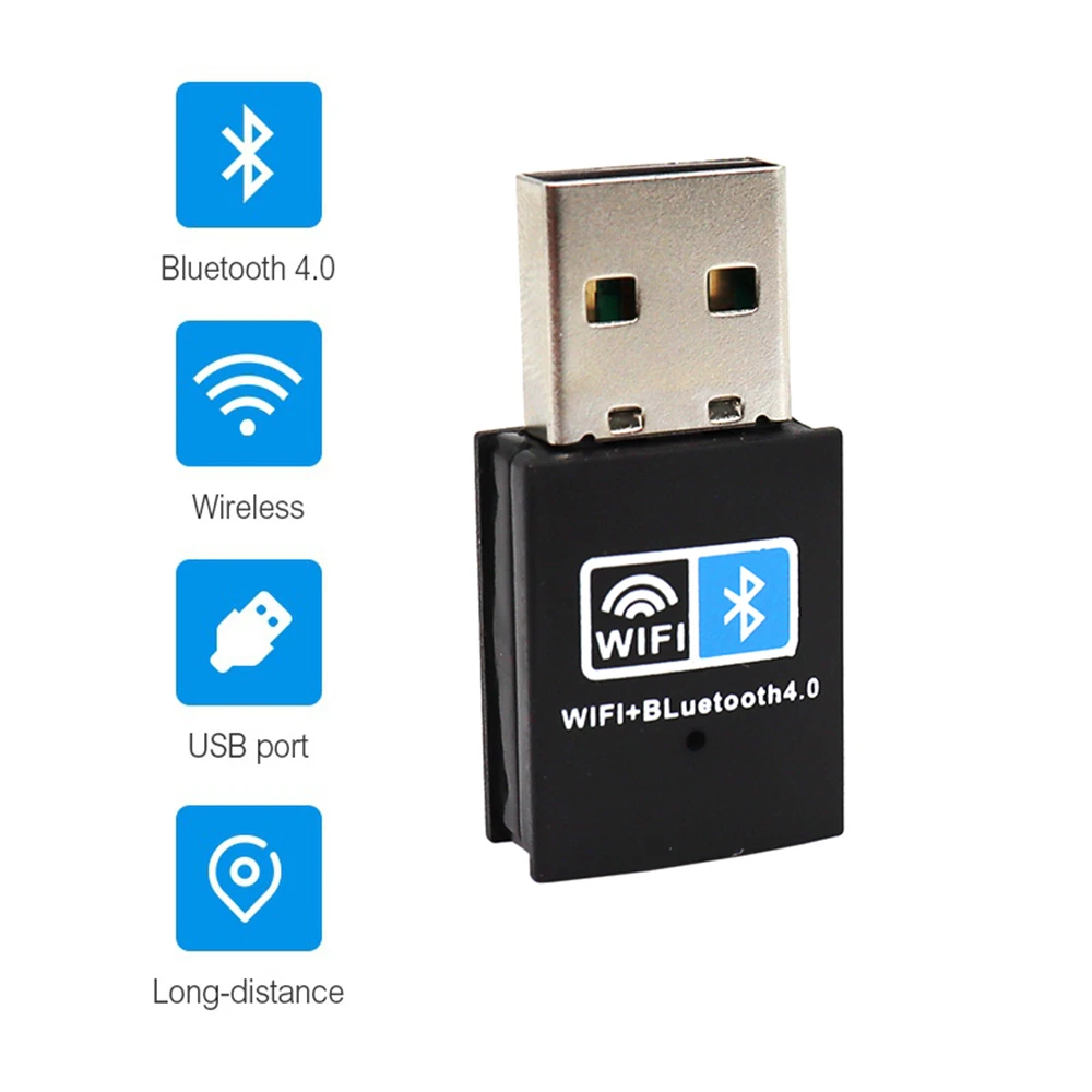 Фото Wi-Fi Bluetooth беспроводной адаптер 150 Мбит/с USB-адаптер 2 4G V4.0 Dongle сетевая карта RTL8723BU