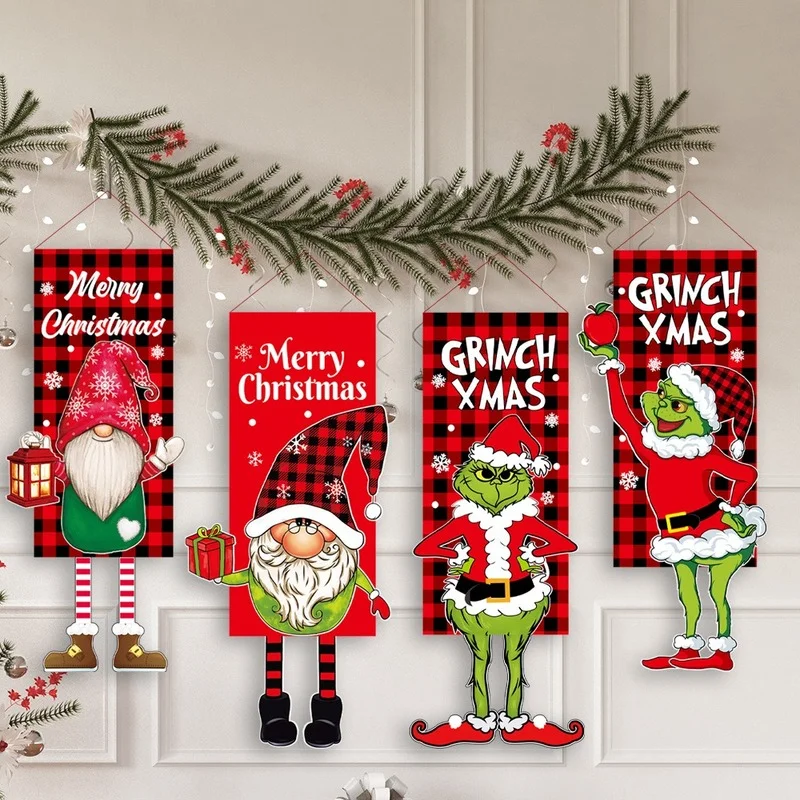

Christmas Hanging Banner Xmas Pendants Ornaments Crafts Painted Flags 2022 Navidad New Year Gifts for Kids Christmas Decorations